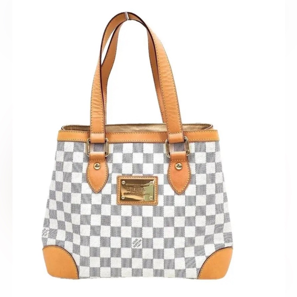 Louis Vuitton Authentic Shoulder Bag in Damier Azure Canvas. Suede interior